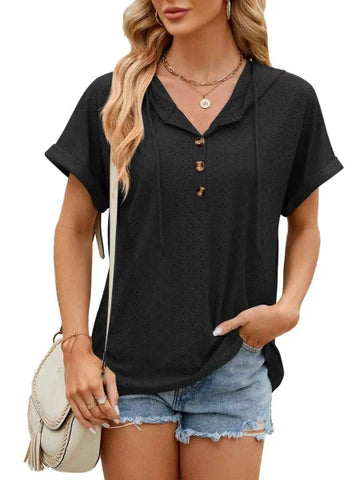 Trendy Button-Up Hooded T-Shirt in Barbie Pink Size for Men and Women - Himpall