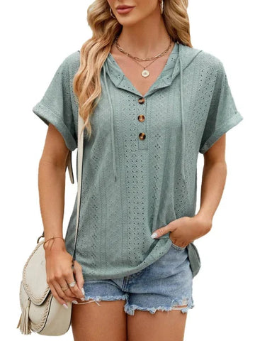 Trendy Button-Up Hooded T-Shirt in Barbie Pink Size for Men and Women - Himpall