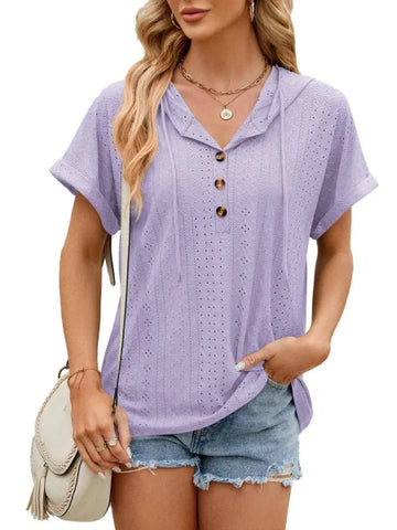 Trendy Button-Up Hooded T-Shirt in Barbie Pink Size for Men and Women - Himpall