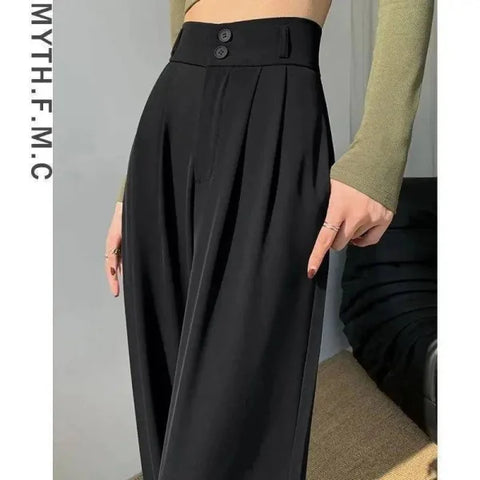 Trendy High Waist Women's Wide Leg Pants for Office Fashion - Himpall