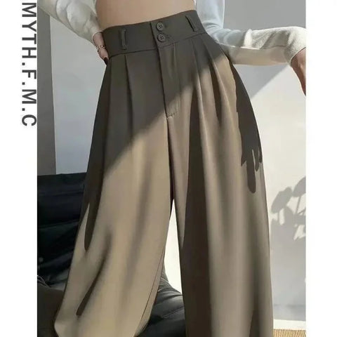 Trendy High Waist Women's Wide Leg Pants for Office Fashion - Himpall