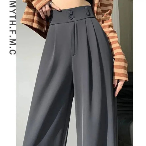Trendy High Waist Women's Wide Leg Pants for Office Fashion - Himpall