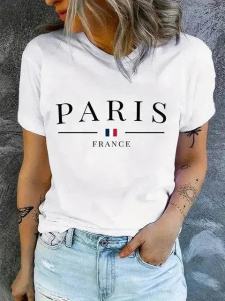 Y2K Style - Trendy O Neck Short Sleeve T-Shirt for Women - FQ380T White / M