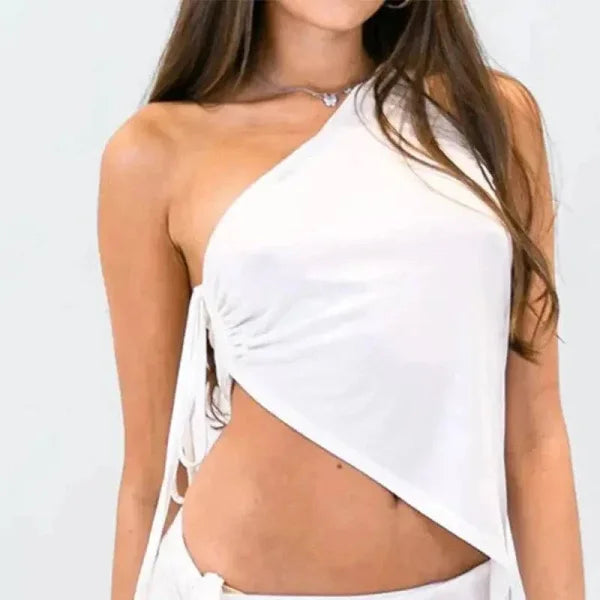 Sexy Tank Top – Trendy Off-Shoulder Cut-Out Design for Women - white / XXL
