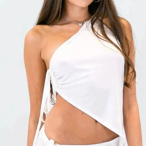 Sexy Tank Top – Trendy Off-Shoulder Cut-Out Design for Women - white / XXL