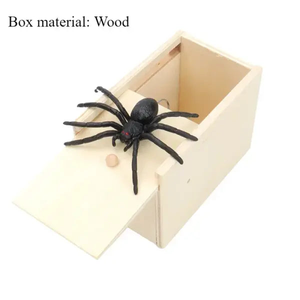 Trick Spider Funny Scare Box Wooden Hidden Box Quality Prank Wooden Scare Box Fun Game Prank Trick Friend Office Toys