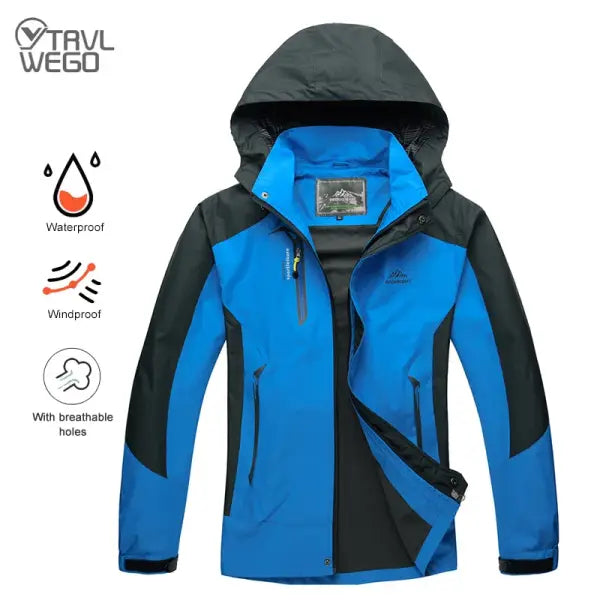 TRVLWEGO Camping Hiking Jacket Men Autumn Outdoor Sports Coats Climbing Trekking Windbreaker Travel Waterproof Jackets