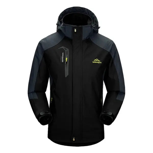 Asian Size Polyester Camping Hiking Jacket Waterproof Windbreaker - Asian size XXL / black