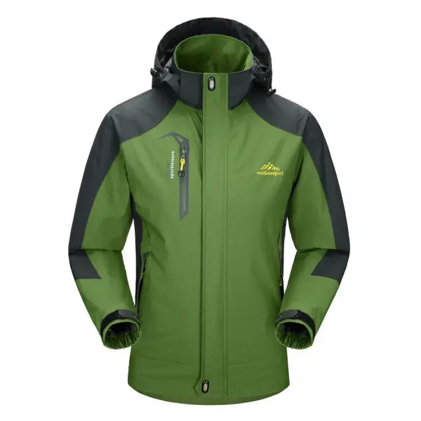Men’s Waterproof Outdoor Jacket: Windbreaker for Hiking Camping & Trekking in Black - army green / Asian size 5XL