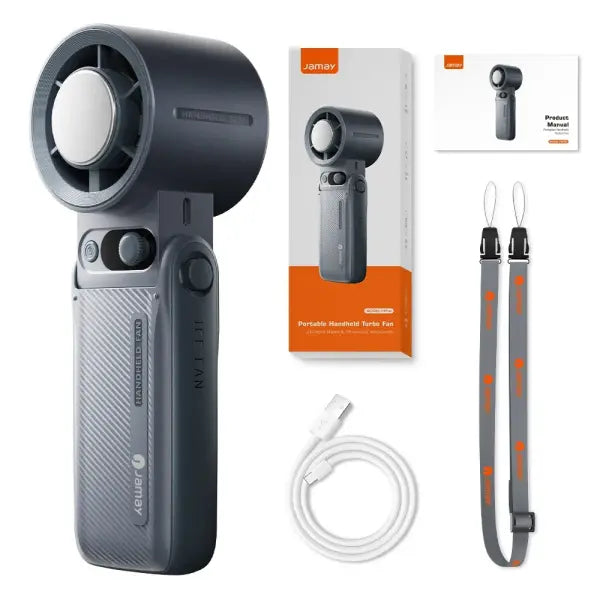 Turbo Fan Handheld Plastic 199 Speed Foldable Outdoor Cooling - DARK GRAY