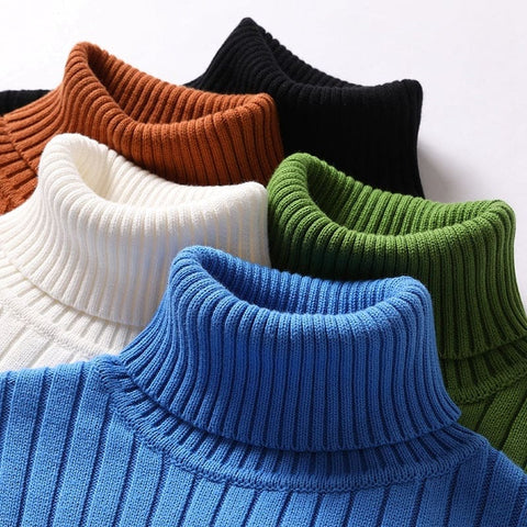 Turtleneck Sweater for Men & Women – Solid & Striped Fashion Tops for Autumn & Winter