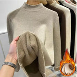 Women’s Turtleneck Winter Sweater – Elegant Thick Velvet-Lined Knitted Pullover Warm Soft Knitwear Jumper