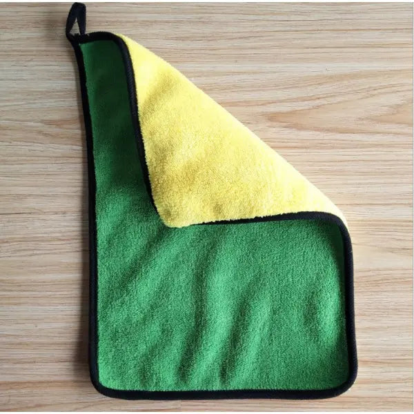 Two-color Couble-sided Car Dual-use Cleaning Car Wash Towel - 2pc Green 30x40