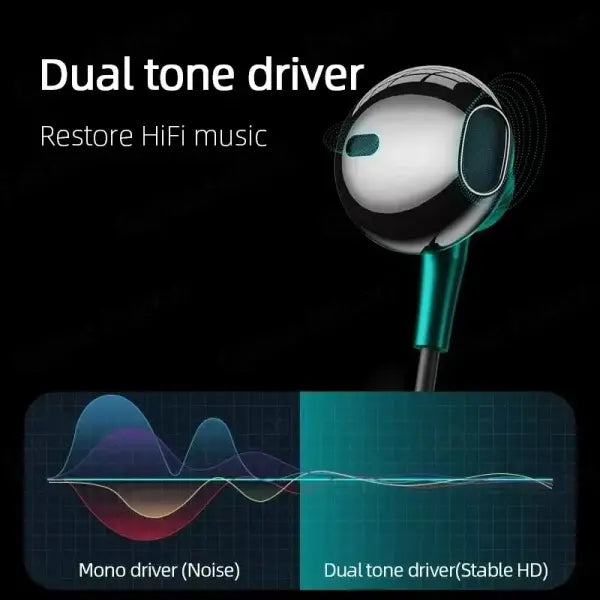 HiFi Bass Stereo Wired Earbuds with HD Mic for Enhanced Audio