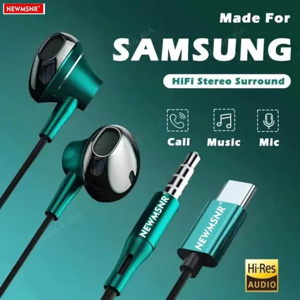 HiFi Bass Stereo Wired Earbuds with HD Mic for Enhanced Audio