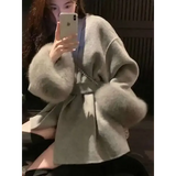 UCXQ Women’s Elegant Wool Overcoat – OL Office Lady Patchwork Fur Long Sleeve Coat Autumn Winter Jacket