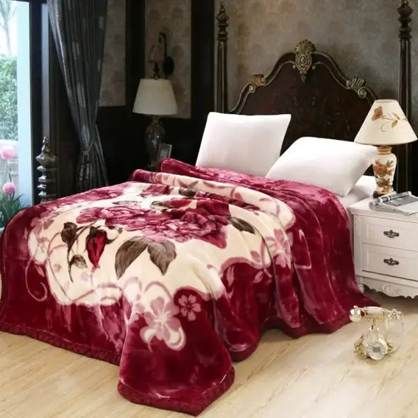 Ultra Soft Cozy Flowers Rose Throw Blanket Microfiber Heavy Fluffy Fleece Blanket for Home Bed Dormitory - Color 4