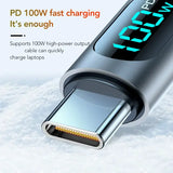 Ultra-Super Fast Charge Cable-6A 120W USB A To Type C Nylon Data Cord For Xiaomi Redmi Samsung With Led Digital Display