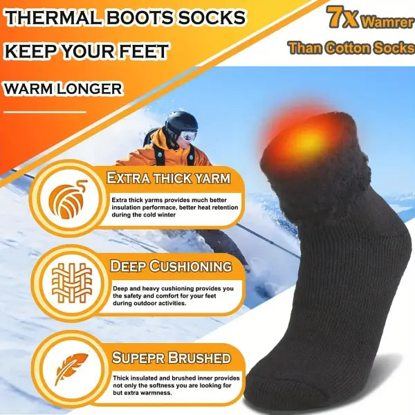 Ultra Thick Wool Socks for Men – Fleece-Lined Warm Winter Socks Cold-Resistant Gift