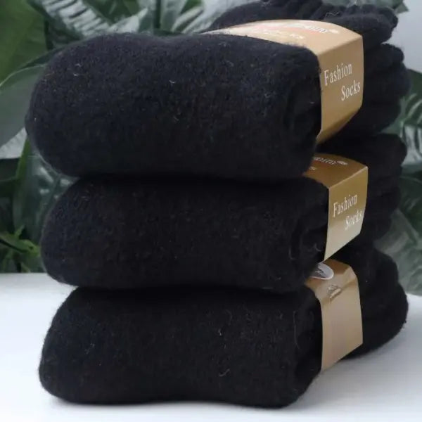 Ultra Thick Wool Socks for Men – Fleece-Lined Warm Winter Socks Cold-Resistant Gift - Black / 1pair