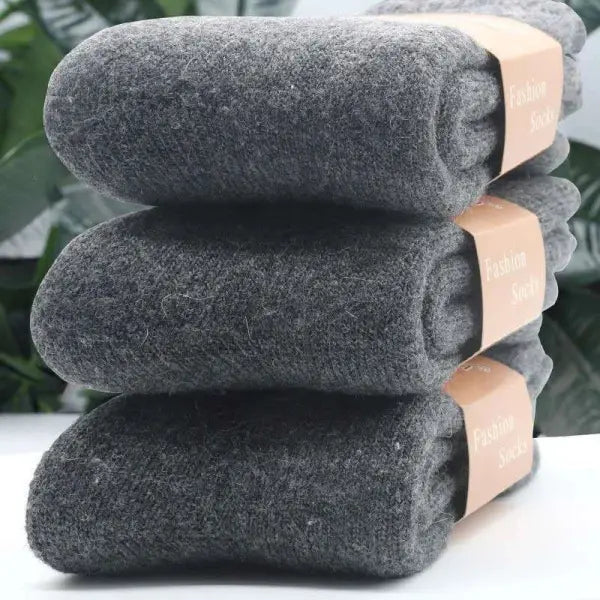 Ultra Thick Wool Socks for Men – Fleece-Lined Warm Winter Socks Cold-Resistant Gift - Deep Grey / 5pairs