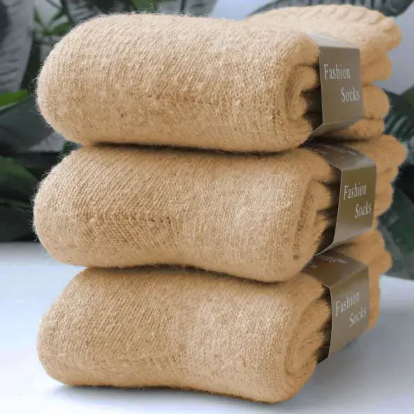 Ultra Thick Wool Socks for Men – Fleece-Lined Warm Winter Socks Cold-Resistant Gift - khaki / 1pair