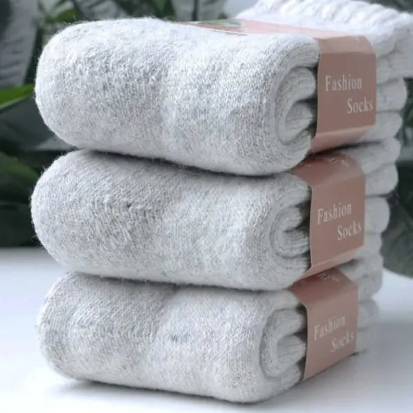 Ultra Thick Wool Socks for Men – Fleece-Lined Warm Winter Socks Cold-Resistant Gift - Grey / 5pairs