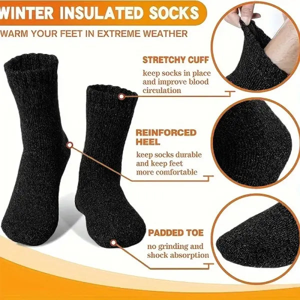 Ultra Thick Wool Socks for Men – Fleece-Lined Warm Winter Socks Cold-Resistant Gift