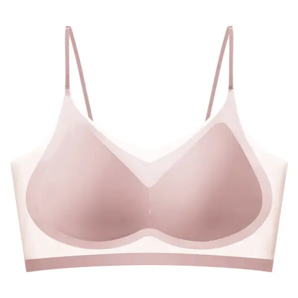 Ultra-Thin Ice Silk Halter Bralette Seamless Push-Up Wrap Bra for Small Chests - Pink / B / 4XL