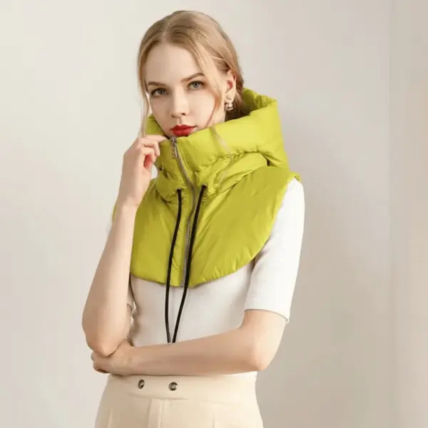 Women’s Ultralight Down Hooded Jacket – Removable Neck Cover & Balaclava Hat with Drawstring - Green