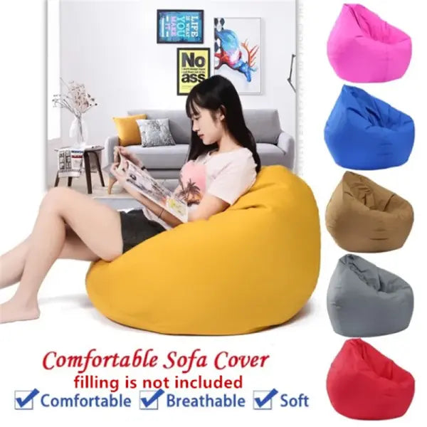 Luxury Soft Lounge Bean Bag Cover - Durable Lazy Sofa Chair & Cozy Tatami Floor Seat for Living Room (Unfilled)
