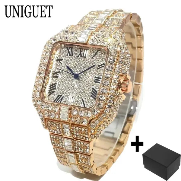 Square Quartz Stainless Steel Men Luxury Watch - DC06-Rose