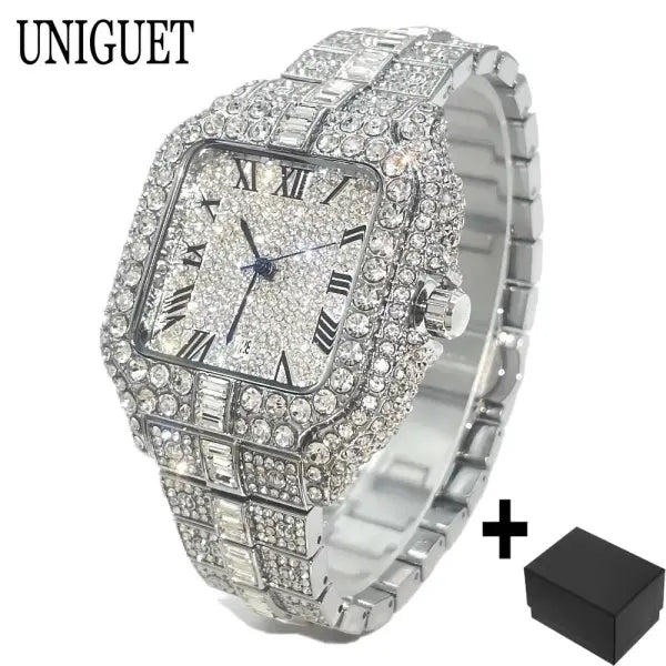 Square Quartz Stainless Steel Men Luxury Watch - DC06-Sliver