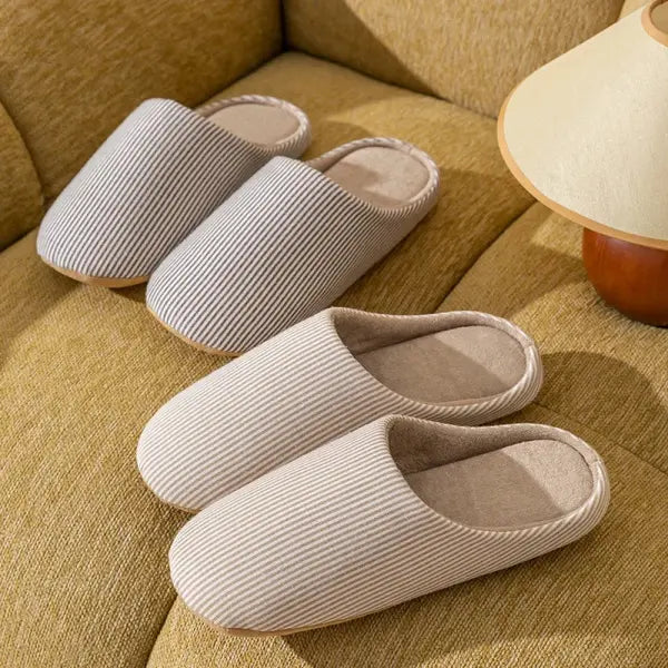 Unisex Home Slippers Soft Fur Slippers Warm Indoor Flat Slides Nonslip Couples Shoes Bedroom Light Slience Flats
