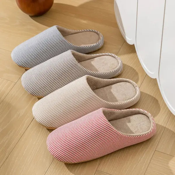 Unisex Home Slippers Soft Fur Slippers Warm Indoor Flat Slides Nonslip Couples Shoes Bedroom Light Slience Flats