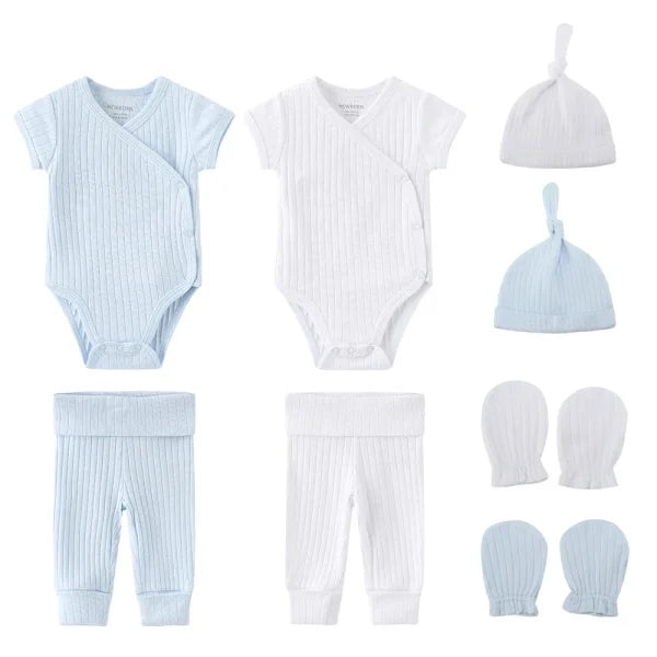Unisex Newborn Baby Clothes Set – Cotton Bodysuits, Pants, Hats & Gloves for Boys & Girls - Himpall