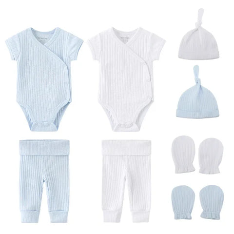 Unisex Newborn Baby Clothes Set – Cotton Bodysuits Pants Hats & Gloves for Boys & Girls - CSS8000(newborn) / 6M