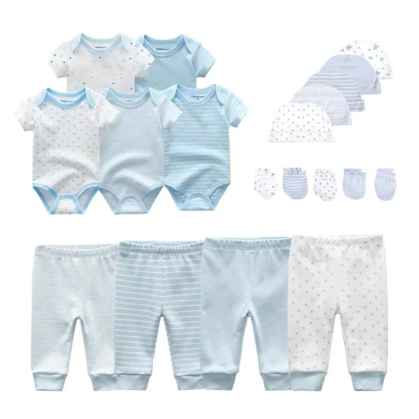 Unisex Newborn Baby Clothes Set – Cotton Bodysuits, Pants, Hats & Gloves for Boys & Girls - Himpall