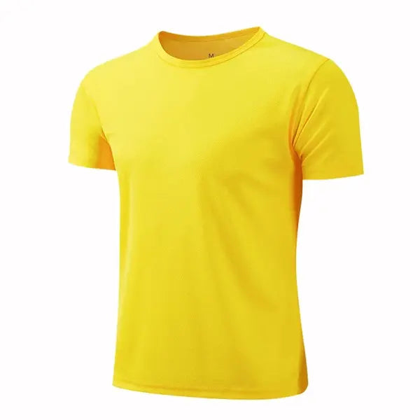 Unisex Short Sleeve Breathable Sport T Shirt for Gym Fitness and Running - yellow / M