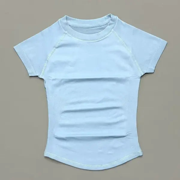 Unisex Summer Sports T Shirt Stretchy Breathable Fitness Top - Cornflower Blue / XS