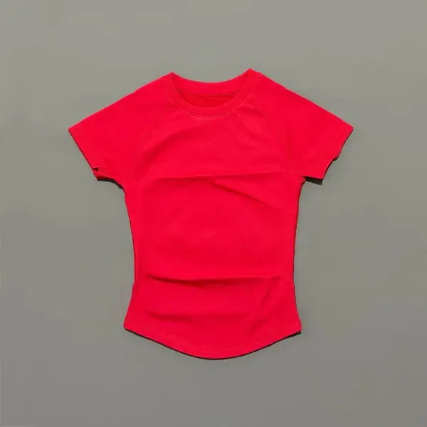Unisex Summer Sports T Shirt Stretchy Breathable Fitness Top - Christmas Red / M