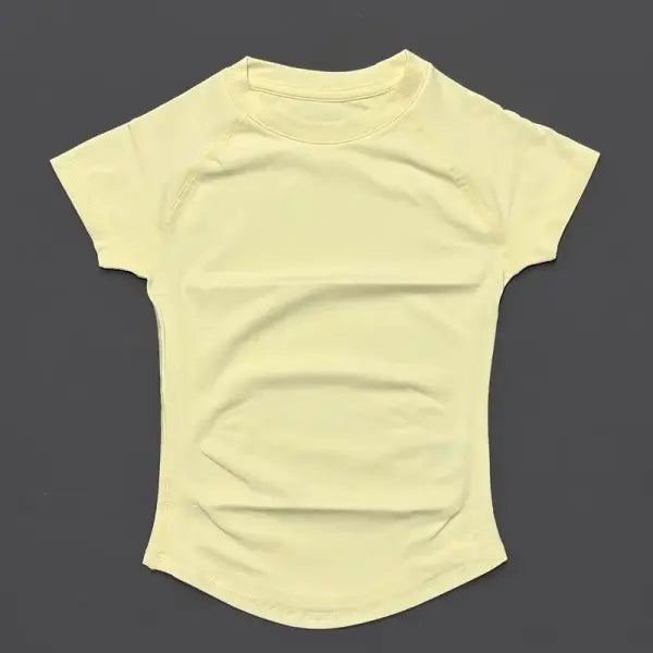 Unisex Summer Sports T Shirt Stretchy Breathable Fitness Top - Butter / XS