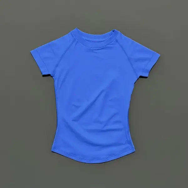 Unisex Summer Sports T Shirt Stretchy Breathable Fitness Top - Electric Blue / L