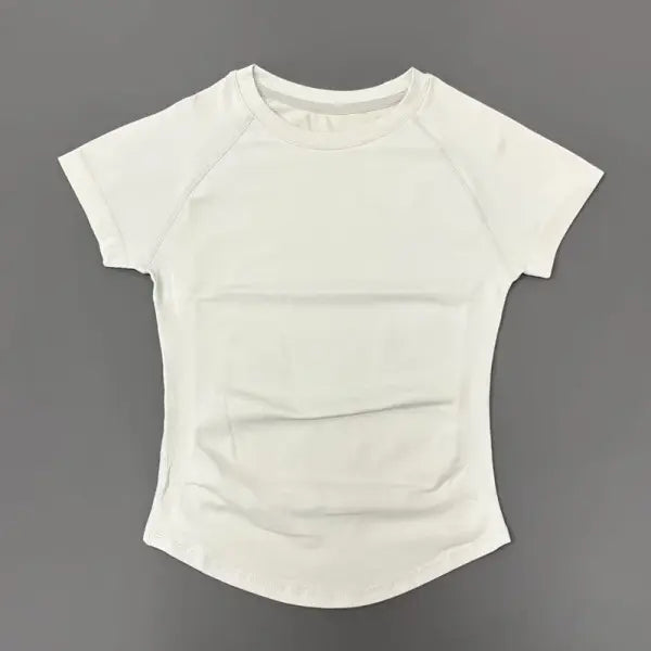 Unisex Summer Sports T Shirt Stretchy Breathable Fitness Top - Feather Rice / L