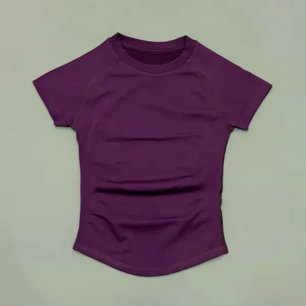 Unisex Summer Sports T Shirt Stretchy Breathable Fitness Top - Grape Purple / L
