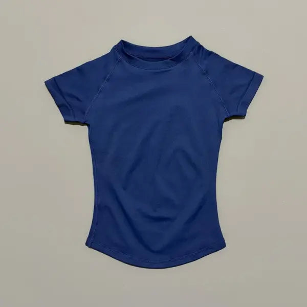 Unisex Summer Sports T Shirt Stretchy Breathable Fitness Top - Ink Blue / L