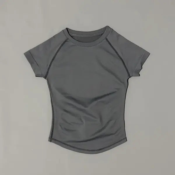 Unisex Summer Sports T Shirt Stretchy Breathable Fitness Top - Shark Grey / L