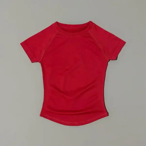 Unisex Summer Sports T Shirt Stretchy Breathable Fitness Top - Wine Red / L