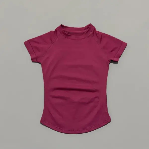 Unisex Summer Sports T Shirt Stretchy Breathable Fitness Top - Winter Berry / L