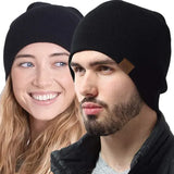 Unisex URGENTMAN Labal Winter Hats Solid Color Knitted Beanie Caps